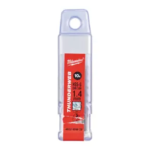 Сверло по металлу THUNDERWEB HSS-G MILWAUKEE DIN338, диаметр 1,4х40х18мм, (10шт), пластиковая коробка №1