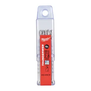 Сверло по металлу THUNDERWEB HSS-G MILWAUKEE DIN338, диаметр 2,8х61х33мм, (10шт), пластиковая коробка №1