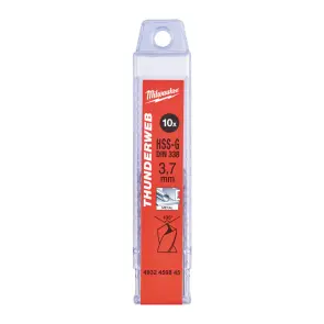 Сверло по металлу THUNDERWEB HSS-G MILWAUKEE DIN338, диаметр 3,7х70х39мм, (10шт), пластиковая коробка №1