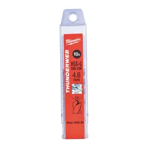 Свердло по металу THUNDERWEB HSS-G MILWAUKEE DIN338, діаметр 4,6х80х47мм, (10шт), пластикова коробка №1