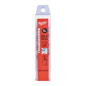 Свердло по металу THUNDERWEB HSS-G MILWAUKEE DIN338, діаметр 7,3х109х69мм, (5шт), пластикова коробка №1