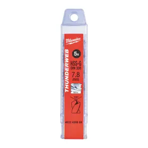 Свердло по металу THUNDERWEB HSS-G MILWAUKEE DIN338, діаметр 7,8х117х75мм, (5шт), пластикова коробка №1