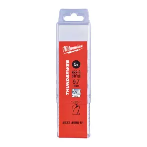 Сверло по металлу THUNDERWEB HSS-G MILWAUKEE DIN338, диаметр 9,7х133х87мм, (5шт), пластиковая коробка №1