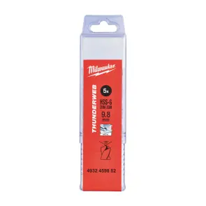 Свердло по металу THUNDERWEB HSS-G MILWAUKEE DIN338, діаметр 9,8х133х87мм, (5шт), пластикова коробка №1