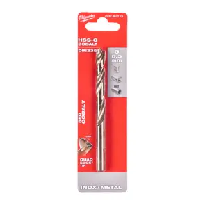 Свердло по металу HSS-Co MILWAUKEE DIN338, діаметр 8,5х117х75мм №1