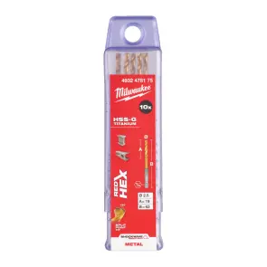 Свердло по металу RedHEX SHOCKWAVE HSS-TiN MILWAUKEE, діаметр 2,5х62х19мм, (10шт), пластикова коробка №1