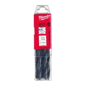 Свердло по металу HSS-R MILWAUKEE DIN338, діаметр 11,0х142х94мм, (5шт), пластикова коробка №1