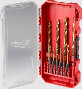 Набір свердел по металу RedHEX SHOCKWAVE HSS-TiN MILWAUKEE CB, (10шт) пластиковий кейс №1