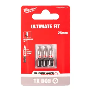 Бита SHOCKWAVE MILWAUKEE, TX BO9, 25мм, (3шт) №2