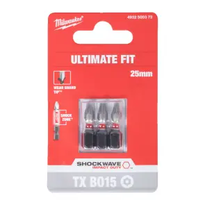 Біта SHOCKWAVE MILWAUKEE, TX BO15, 25мм, (3шт) №2