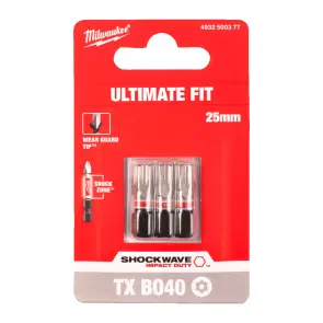 Біта SHOCKWAVE MILWAUKEE, TX BO40, 25мм, (3шт) №2