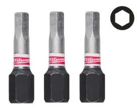 Біта SHOCKWAVE MILWAUKEE, Hex4, 25мм, (3шт)