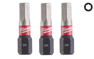 Біта SHOCKWAVE MILWAUKEE, Hex5,0, 25мм, (3шт) №1