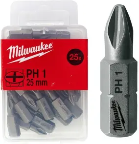 Біта MILWAUKEE, PH2, 25мм, (25шт), пластикова коробка №2