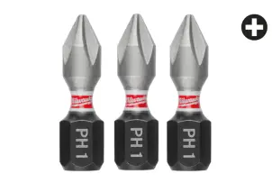 Бита SHOCKWAVE MILWAUKEE, PH1, 25мм, (3шт) №1