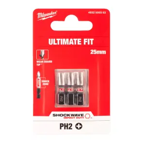 Біта SHOCKWAVE MILWAUKEE, PH2, 25мм, (3шт) №2