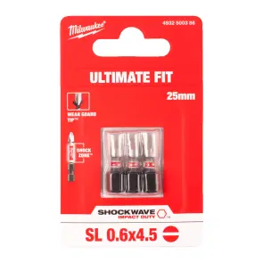 Біта SHOCKWAVE MILWAUKEE, SL0,6x4,5, 25мм, (3шт) №2