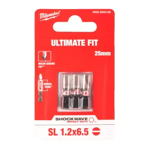 Бита SHOCKWAVE MILWAUKEE, SL1, 2x6, 5, 25мм, (3шт) №2