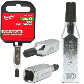 Головка торцева хромована 1/4'' MILWAUKEE з бітою Torx, T30 №1