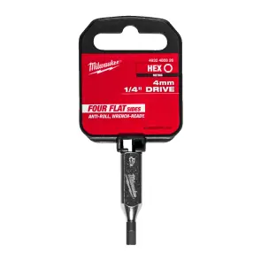 Головка торцевая хромированная 1/4'' MILWAUKEE с битой Hex, 4мм №2