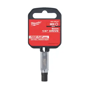 Головка торцевая хромированная 1/4'' MILWAUKEE с битой Hex, 8мм №2