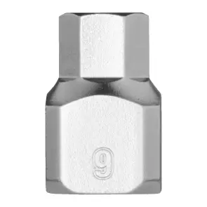 Головка торцева хромована 1/4'' MILWAUKEE укорочена з бітою Hex, 9мм №1