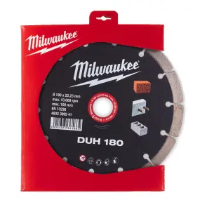Диск алмазный MILWAUKEE DUH 180, диаметр 180мм (железобетон, кирпич) №1