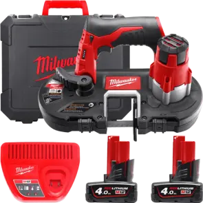 Пила стрічкова акумуляторна MILWAUKEE, M12 BS-402C (зарядний пристрій С12 С, 2 акумулятори М12 В4 4Ач, полотно, кейс) №1