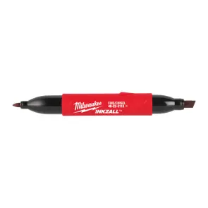 Маркер для будмайданчика INKZALL Double Tip MILWAUKEE, тонкий/скошений, чорний (48223115) №1