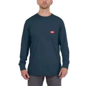 Футболка MILWAUKEE, WTLSBLU-XL з кишенею та довгим рукавом, синя, (розмір XL) №1