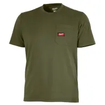 Футболка MILWAUKEE, WTSSGN-XL з кишенею та коротким рукавом, зелена, (розмір XL)