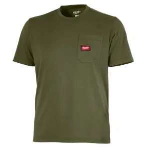 Футболка MILWAUKEE, WTSSGN-XL з кишенею та коротким рукавом, зелена, (розмір XL) №1