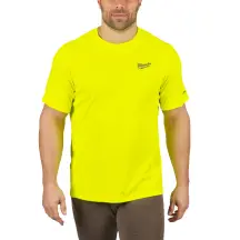 Футболка MILWAUKEE, WWSSYL-L дихаюча з коротким рукавом, жовта Hi-Vis, (розмір L)