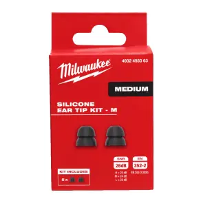 Комплект вкладишів змінних силіконових 2-х шарових (амбушюр) MILWAUKEE, M, 5 пар. (для L4 RLEPB) картонна упаковка №2