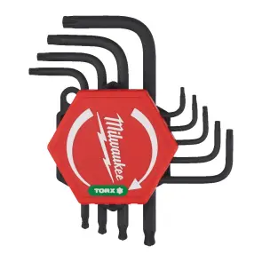 Набор ключей Г-образных Torx Compact MILWAUKEE (T8/T9/T10/ T15/ T20/T25 /T27/T30/T40) (9шт) , пластиковый холдер №2