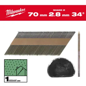 Цвяхи з кільцевою накаткою та D-образною головкою MILWAUKEE, 2,8/34 градуси/70мм (2200шт) №1