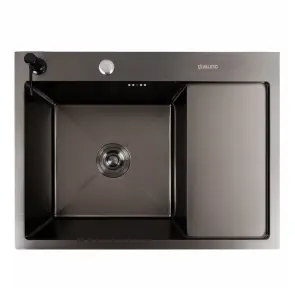 Кухонна мийка CM 65*50 L чорна PVD VALESO Handmade (круглий сифон 3,0/0,8) №4