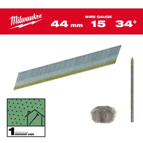 Цвяхи оцинковані з D-образною головкою MILWAUKEE, 15G/34 градуси/44мм, (2500шт) №1