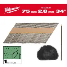 Цвяхи з D-образною головкою MILWAUKEE, 2,8/34 градуси/75мм (2200шт) купити в Україні