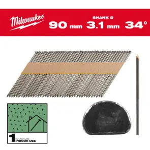 Цвяхи з D-образною головкою MILWAUKEE, 3,1/34 градуси/90мм (2200шт) №1