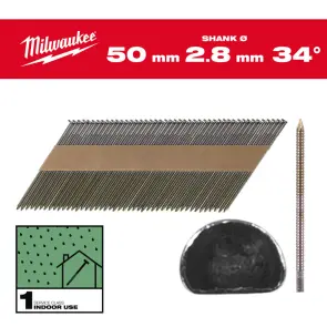 Цвяхи з кільцевою накаткою та D-образною головкою MILWAUKEE, 2,8/34 градуси/50мм (2200шт) №1