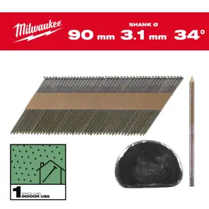Цвяхи з кільцевою накаткою та D-образною головкою MILWAUKEE, 3,1/34 градуси/50мм (2200шт) №1