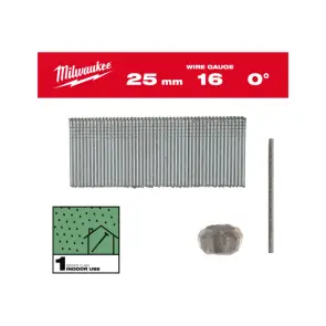 Цвяхи оцинковані з Т-образною головкою MILWAUKEE, 16G/0 градусів/25мм, (5000шт) №1