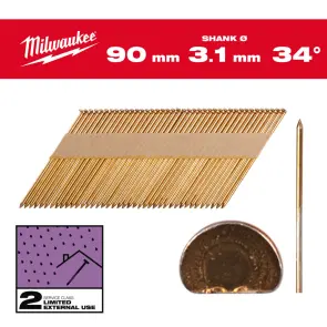 Цвяхи оцинковані з D-образною головкою MILWAUKEE, 3,1/34 градуси/50мм (2200шт) №1