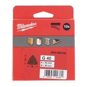 Папір шліфувальний MILWAUKEE, 93х93х93мм HL, зерно 40, (10шт) №1