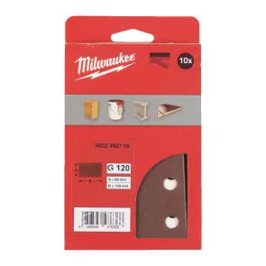 Папір шліфувальний MILWAUKEE, 80x133мм HL, зерно 120, (10шт) №1