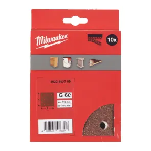Папір шліфувальний MILWAUKEE, 115x107мм HL, зерно 60, (10шт) №1