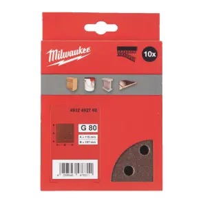 Папір шліфувальний MILWAUKEE, 115x107мм HL, зерно 80, (10шт) №1