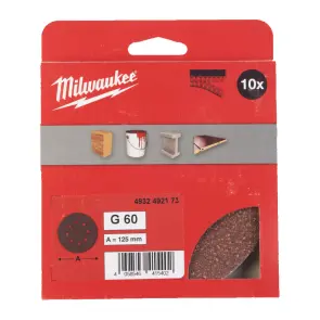 Папір шліфувальний MILWAUKEE діаметр 125/8 HL, зерно 60, (10шт) №1