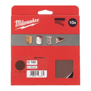 Папір шліфувальний MILWAUKEE діаметр 150мм//6 HL, зерно180, (10шт) №1